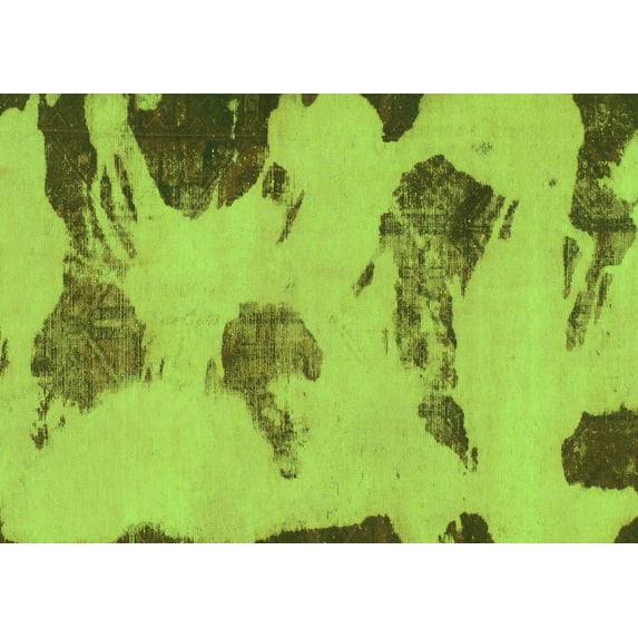Ahgly Company Indoor Rectangle Abstract Green Modern Area Rugs, 5' x 7'