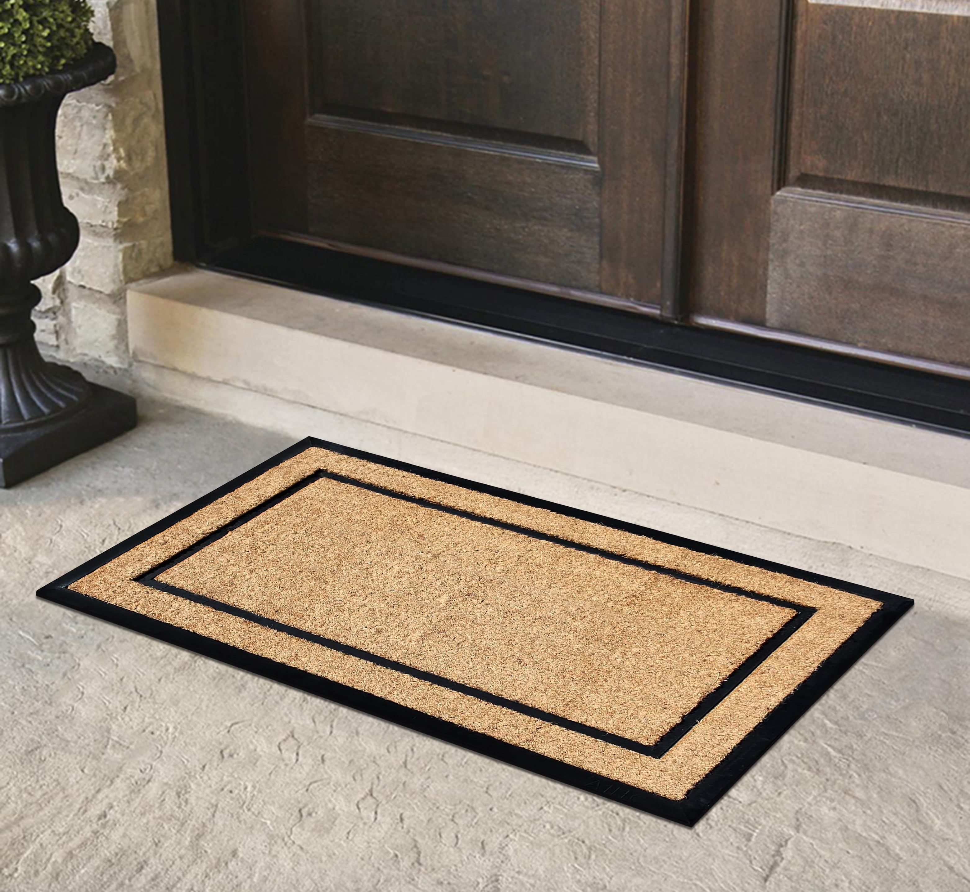 A1HC Entrance Coir and Rubber Door Mat, 24” x 48”, Durable Large Outdoor Rug, Non-Slip Welcome Doormat, Low-Profile Heavy Duty for Front Door Mats