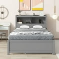 thumbnail image 3 of Full Wood Platform Bed Mattress Foundation with Trundle, Drawers and USB Plugs, Bed Frame Storage Bed w/ Wooden Slats for Boy Girl, No Box Spring Needed, Easy Assembly, 3 of 9