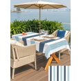 thumbnail image 6 of 54x80 Inch Outdoor Tablecloth with Umbrella Hole Zipper Rectangle Blue Aqua Striped Rectangular Tablecloths Outside Waterproof Farmhouse Stripe Art Patio Table Cloth Cover for Picnic Party, 6 of 8