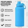 thumbnail image 4 of 32oz Space Water Bottle Large Metal Stainless Steel Water Flask Big Sports Travel Mens Water Bottle for Gym Hiking (Blue), 4 of 7
