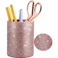thumbnail image 1 of Portalápices de PU con purpurina, color oro rosa brillante para mujeres y niñas, lujoso portabrochas de maquillaje, organizador de cuero PU, regalo para escritorio, oficina, aula., 1 of 5