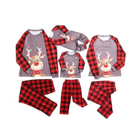 Pudcoco Christmas Costume Family Parent-child Set Deer Print Round Neck ...