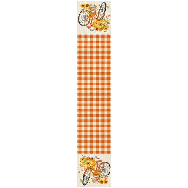 TIELUTT Thanksgiving Table Runner Fall Thanksgiving Table Runner For Party For Farmhouse Kitchen Home Dining Chambray Table Fall Table Runners 60 Inches Long Fishnet Table Small Christmas Table Table