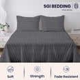 thumbnail image 3 of SGI Bedding 600 TC Twin Size 4 Pc Sheet set - 100% Egyptian Cotton Sheets Sateen Weave, Breathable, 15" Deep Pocket, Hotel Luxury Soft Bed Sheets, Dark Grey Stripe, 3 of 7