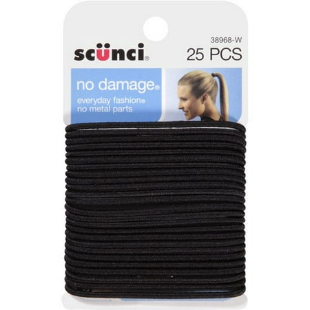 Scunci No Damage Hair Ties, Black, 25 Ct