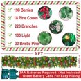 thumbnail image 2 of Guirlande de Noël Prelit Décoration 100 Lumières LED Minuterie 8 Modes, 9 Pieds par 10 Pouces Guirlande de Noël Éclairée à Piles 18 Pommes de Pin 198 Baies Rouges Décoration de Noël Intérieur Extérieur Maison Manteau, 2 of 6