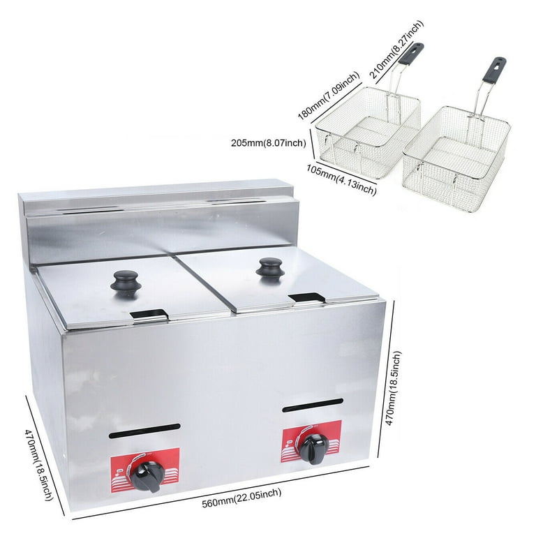 Oukaning Commercial Deep Fryer With Baskets LPG Gas Fryer, 60 OFF