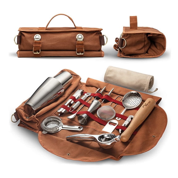 Ideal Gift for New Bartenders | Pro Cocktail Shaker Bar Set with Portable Travel Bag | For Home, Parties & Camping (Excluding Tools)