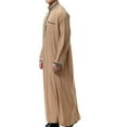 thumbnail image 5 of Mens Muslim Robe Full Length Long Sleeve Nightshirt Plain Muslim Kaftan Thobe Clearance Button Muslims Dresses with Pockets Ethnic Thobe Lounge Long Muslim Gown Jubba Sarong for Men, 5 of 6