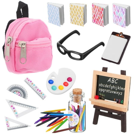 1 Set of Lovely Miniature Book Simulated School Bag Adorable Fake Learning Tools