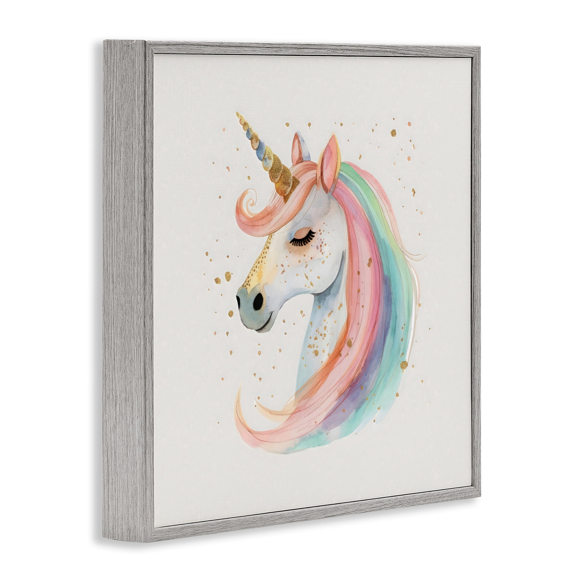 Stupell Industries Gold Accented Unicorn Gray Framed Giclee Art, design by Creative Studio