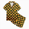 thumbnail image 5 of CAUYDY Girls Halloween Silk Pajama Set Print Short Sleeve Button Up Shirt and Shorts Holiday 2 Pcs Sets,2-3 Y, 5 of 5