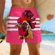 thumbnail image 4 of Ceisia Men's Hot Pink Stripe Graffiti Rooster Print Beach Shorts 4-Way Stretch Drawstring Swim Trunks Gifts, 4 of 8