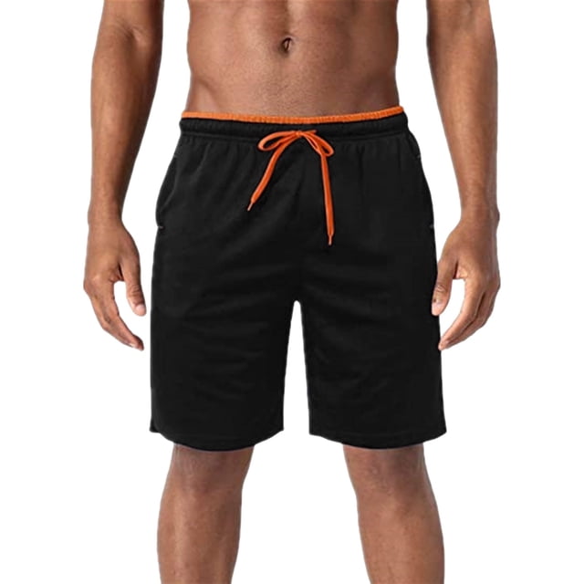 Aayomet Mens Running Shorts Tethered Color Matching Five Point Sports Beach Shorts (Dark Blue, S)