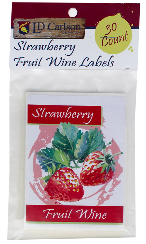 30 count Professional Strawberry Fruit Wine Labels With Red PVC 