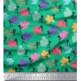 thumbnail image 1 of Soimoi Green polyester Crepe Fabric Working Together Group Print Fabric by the Yard 52 Inch Wide, 1 of 2