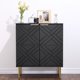 thumbnail image 4 of Almacenamiento gabinete - moderno accent gabinete con 2 decorative embossed pattern doors, wood buffet gabinete con inner estante para sala de estar, entrada, y kitchen in negra, 4 of 7