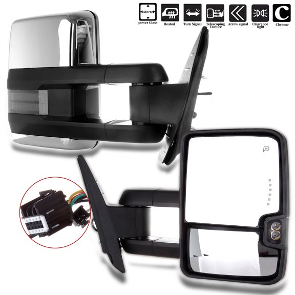 ECCPP Towing Mirrors for Chevy Silverado for GMC Sierra 1500 2500 3500 Sierra 2007-2013 for Chevy Avalanche 1500 Power Heated Signal Light Pair Mirrors 2008 2009 2010 2011 2012 2013