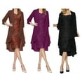 thumbnail image 2 of stanreset 1/2/3 Sequin Dress Two-Piece Cardigan Lace Attractive Set Beach Prom Washable Elasticity Softness Multicolored Solid Color Black/4XL 1 Pc, 2 of 6