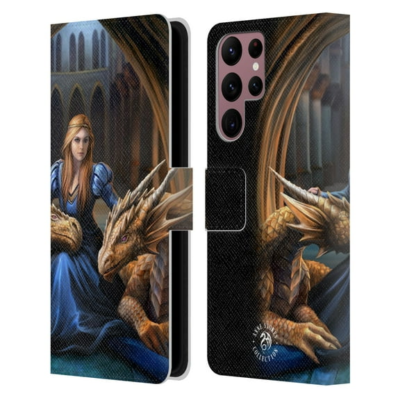 Head Case Designs Officially Licensed Anne Stokes Dragons 3 Fierce Loyalty Leather Book Wallet Case Cover Compatible with Samsung Galaxy S22 Ultra 5G