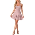 thumbnail image 1 of Vestido sin mangas de mujer con estampado de cuadros y cremallera frontal XS Rosa, 1 of 6