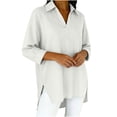 thumbnail image 4 of Luvrsol Dressy Tops for Women Solid Tunic Length Long Sleeve Top Soft Cotton Loose Casual Outfits S-2XL, 4 of 5