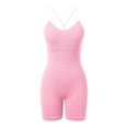 thumbnail image 7 of OSOLU Women's Sport Seamless Jumpsuit Yoga Jumpsuit Sleeveless Elastic Skinny Tracksuits Padded Gym Playsuit Ribbed Rompers For Fitness Jogging Pink M, 7 of 7