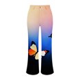 thumbnail image 4 of kaondbfi Women's Print Jeans Mid Waisted Wide Leg Baggy Flare Pants with Pockets Summer Jeans for Women, 4 of 9