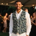 thumbnail image 4 of Yuyamidu Green Camo Mens Vest Formal Waistcoat with Pocket Animal V-Neck Suit Vests for Wedding Prom Party Casual Tuxedo Wear Size XL, 4 of 7