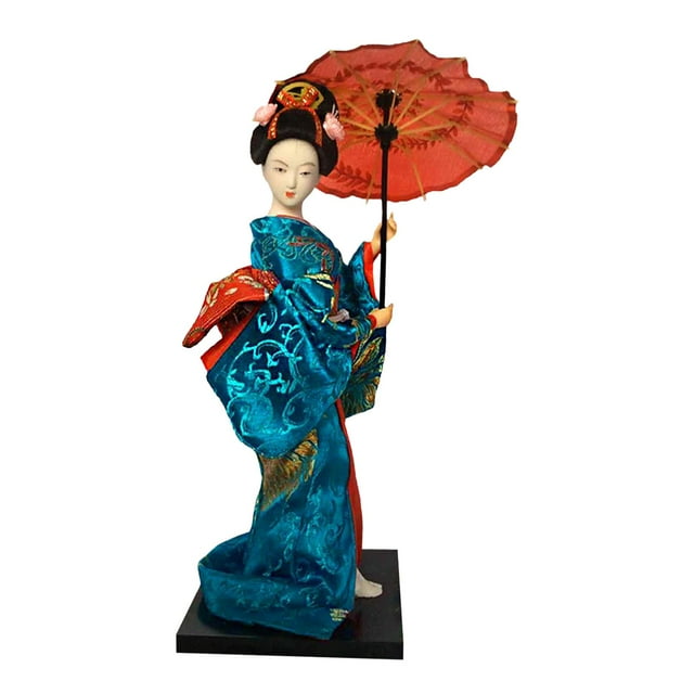 Wweixi Figurine de Collection Statue Sculpture Miniatures Style Japonais E Kimono Poupée Geisha Style B