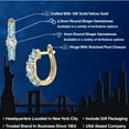 thumbnail image 2 of Gem Stone King 10K Yellow Gold White Created Sapphire and Swiss Blue Topaz Hoop Earrings for Women | 1.14 Cttw | Gemstone September Birthstone | Round 4MM, 2 of 6