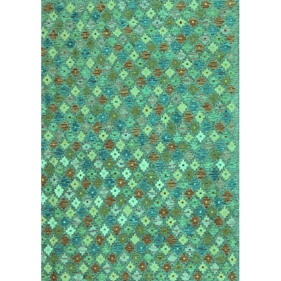 Ahgly Company Machine Washable Indoor Rectangle Southwestern Turquoise Blue Country Area Rugs, 2' x 4'
