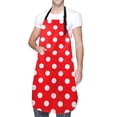 thumbnail image 3 of Red White Polka Dot Apron for Women with Pockets Adjustable Cooking Aprons for Baking Household Cleaning, 3 of 7