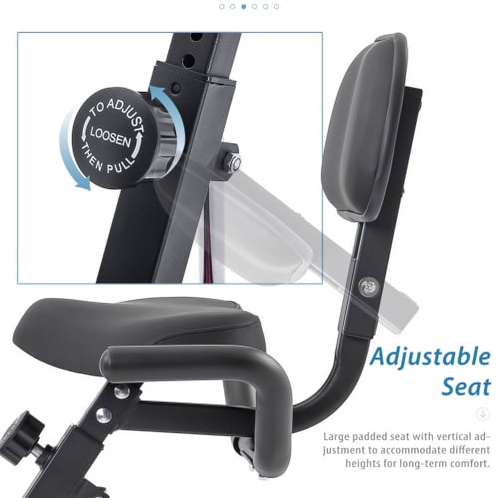 Stationary Exercise Bike for Home Workout |  1 Foldable Indoor Cycling Bike for Seniors | 300LB Capacity, 8-Level Magnetic Resistance, Seat Backrest