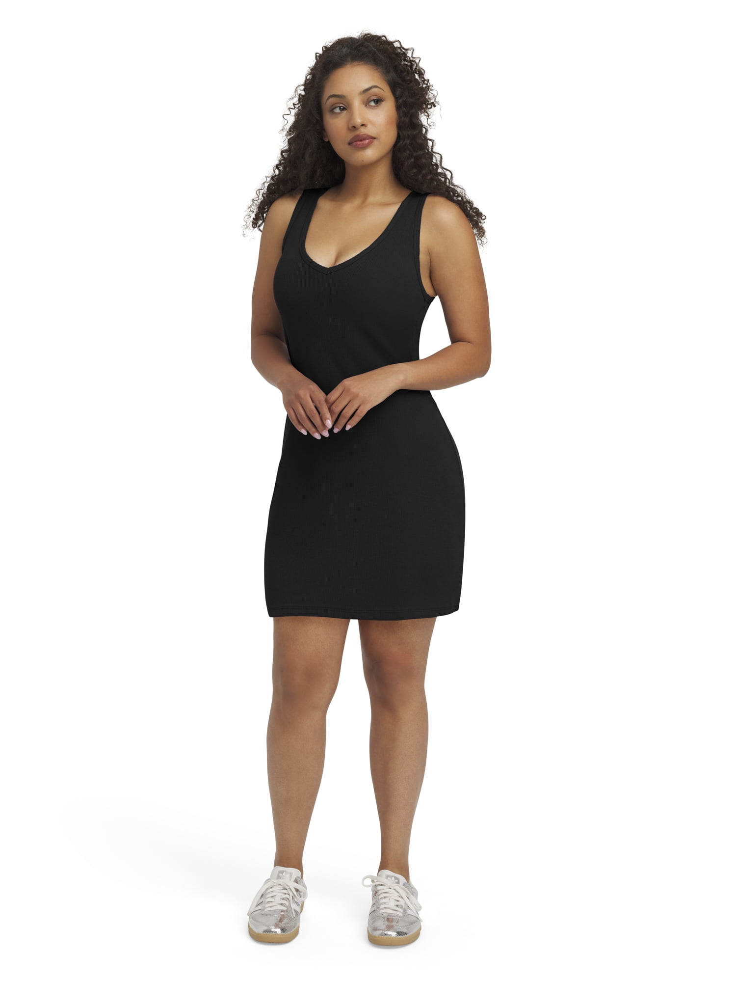Mills by Millie Bobby Brown Women's Sleeveless Ribbed Deep V-Neck Mini Dress, Sizes XXS-XXL
