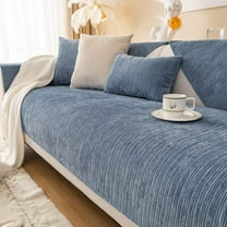 XmhyTop Soft Chenille Sofa Couch Cover Solid Color Striped Weave Textured Sectional Couch Covers Washable Anti-Slip Sofa Slipcover for Dogs Pet, 1 Piece/Not All Set (Blue,35"x70")