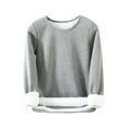 thumbnail image 2 of Antinious Women Solid Lamb Fleece Flannel Crew Neck Long Sleeve Sleep Shirt,Sleep Shirts for Women,Women Tops,Gray,XL, 2 of 3