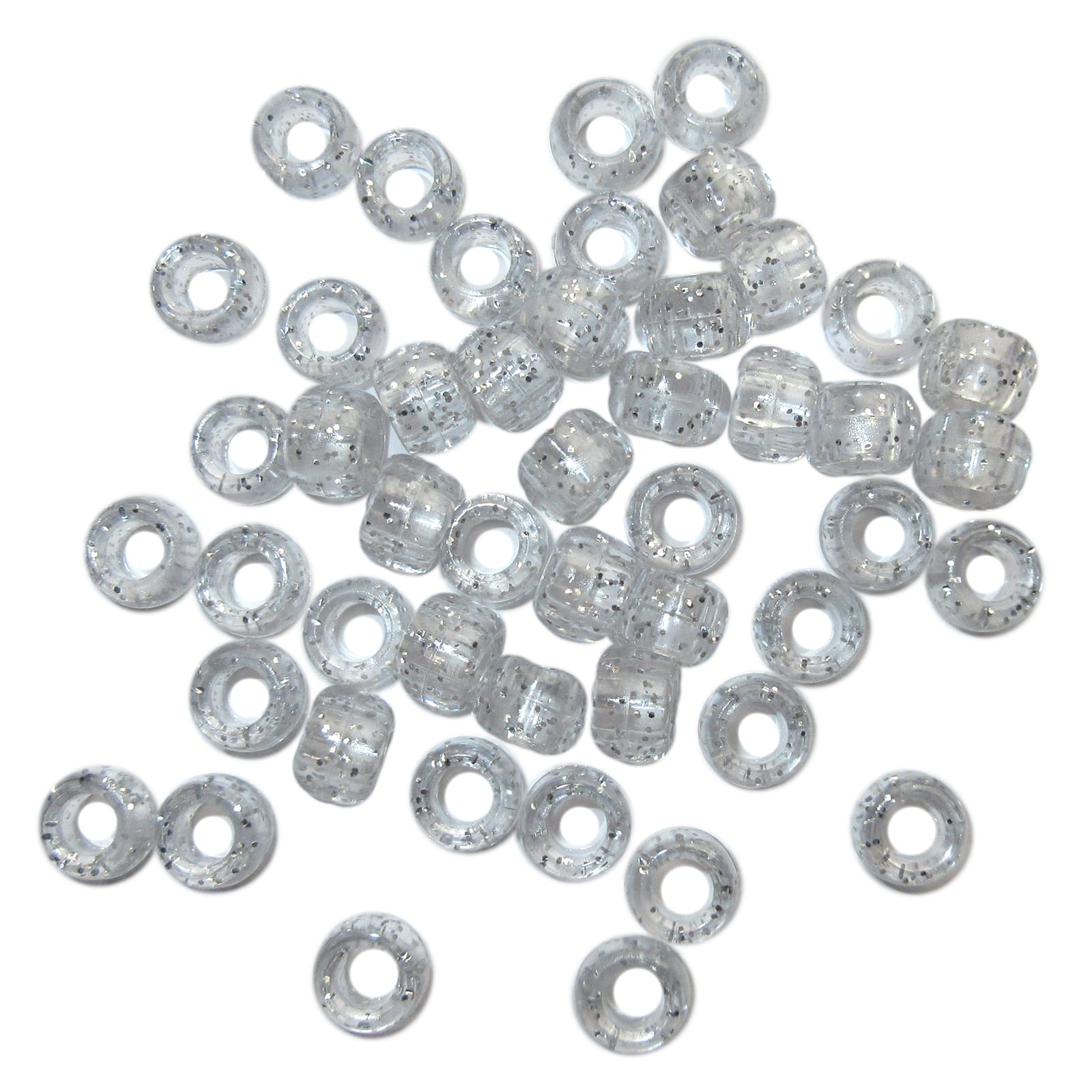 12 Packs: 580 ct. (6,960 total) Silver Glitter Pony Beads by Creatology - 6mm x 9mm
