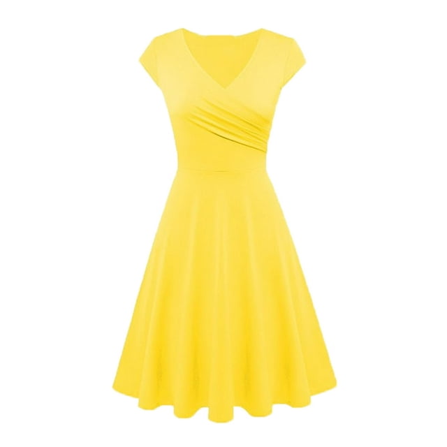 Robe Swing Robes Rétro pour Femmes Robes de Bal Vintage Robe à Manches Courtes pour Femmes des Années 50 Ménagère Décontractée Robe de Soirée Robe à Col Robe Noire Robes d'Été pour Femmes 2023