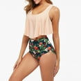 thumbnail image 6 of up to 60% off Gifts Usmixi Sexy Swimsuits for Women 2 Pieces High Waist Tummy Control Modest Bathing Suits Sleeveless Crewneck Floral Print Swimwears Tankini Sets Beige XXXL, 6 of 7