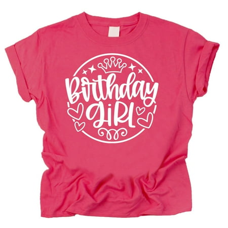 

Olive Loves Apple Birthday Girl Crown Shirt for Baby & Toddler Youth Girls Vintage Hot Pink Shirt 12 Months
