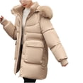 thumbnail image 3 of HTNBO Womens Parka Casual Long Outwear Winter Hooded Coat Female Winter Jacket Women Winter Down Cotton Jackets Coats, 3 of 6