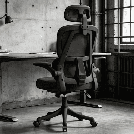 SJZNOI Adjustable High Back Mesh Gaming Chair, Ergonomic Swivel Rolling Office Chair, Flipable Armrests, Custom Headrest & Lumbar Support Comfort Desk Chair(Black)