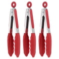 thumbnail image 1 of Uxcell 3 Pcs Pinzas de cocina con puntas de silicona, pinzas de acero inoxidable de 9 pulgadas resistentes al calor, 1 of 7
