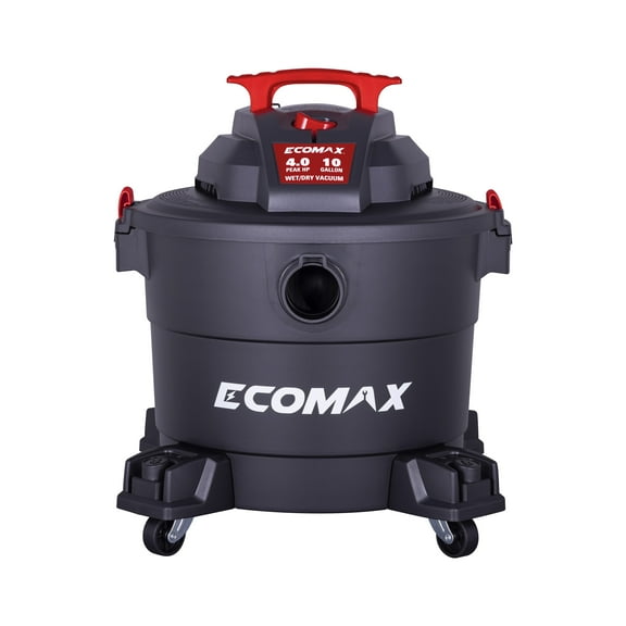 Ecomax EM18191P 10-Gallon 4HP Portable Poly Wet/Dry Vacuum – Powerful Shop & Garage Cleaner with Accessories