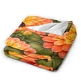 thumbnail image 4 of Floral Throw Blanket with Butterfly Design, Orange Dahlia Flower Pattern, Soft Decorative Blanket for Couch Sofa Bed Home Decor 80x60, 4 of 6