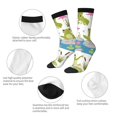 thumbnail image 3 of Rateoe Cartoon Frogs for Women Casual Calf Socks - Cute Crew Socks - Thin Soft Above Ankle Socks Size 5-11, 3 of 6