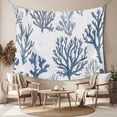 thumbnail image 2 of Blue Grey Coral Tapestry for Bedroom Wall Hanging Tapestry, Coastal Watercolor Ocean Ceiling Backdrop Tapestries Poster Blanket Wall Decor for Teens Room Living Room Dorm 51" x 59", 2 of 8