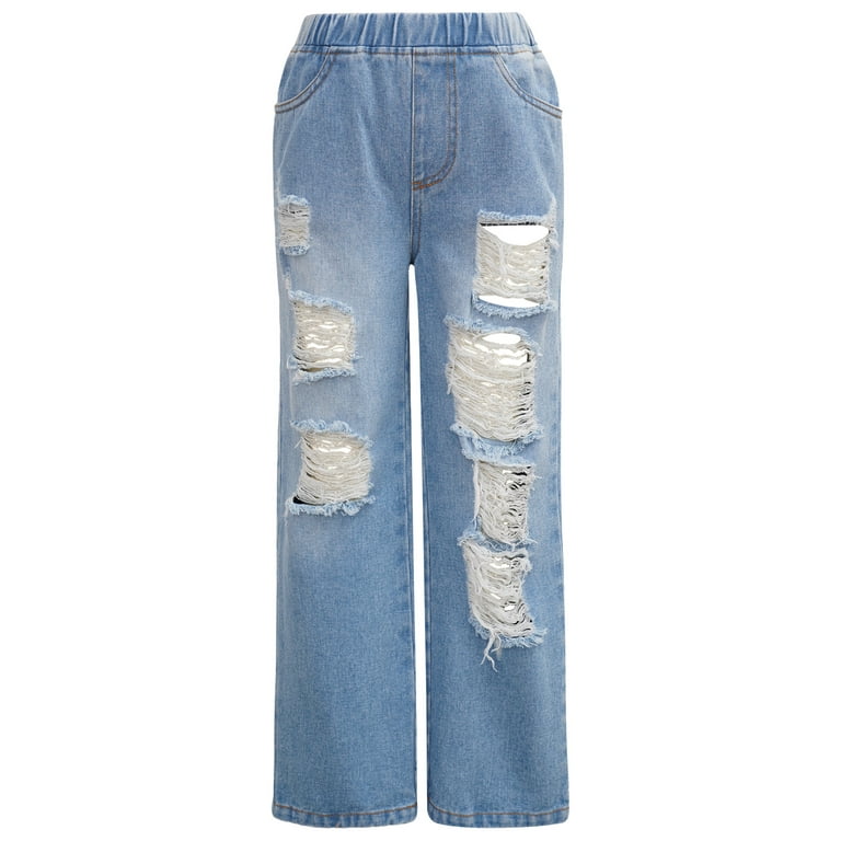 Træts webspindel Eastern Træts webspindel iiniim Kids Girls Ripped Jeans Baggy Denim Pants Loose Wide Leg Straight  Trousers - Walmart.com
